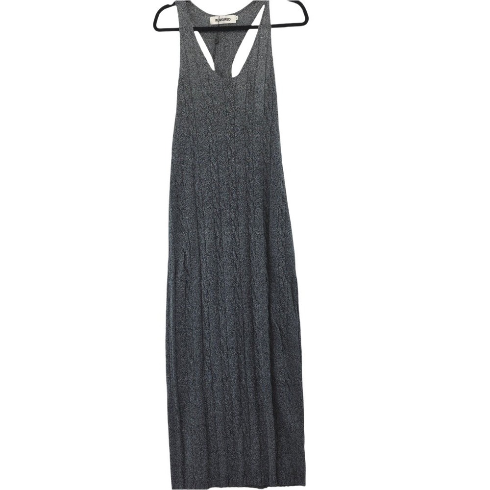 RUMORED Lakeville Maxi Dress Womens M Smoke Heather Knit Halter Racerback Tank - Picture 2 of 12